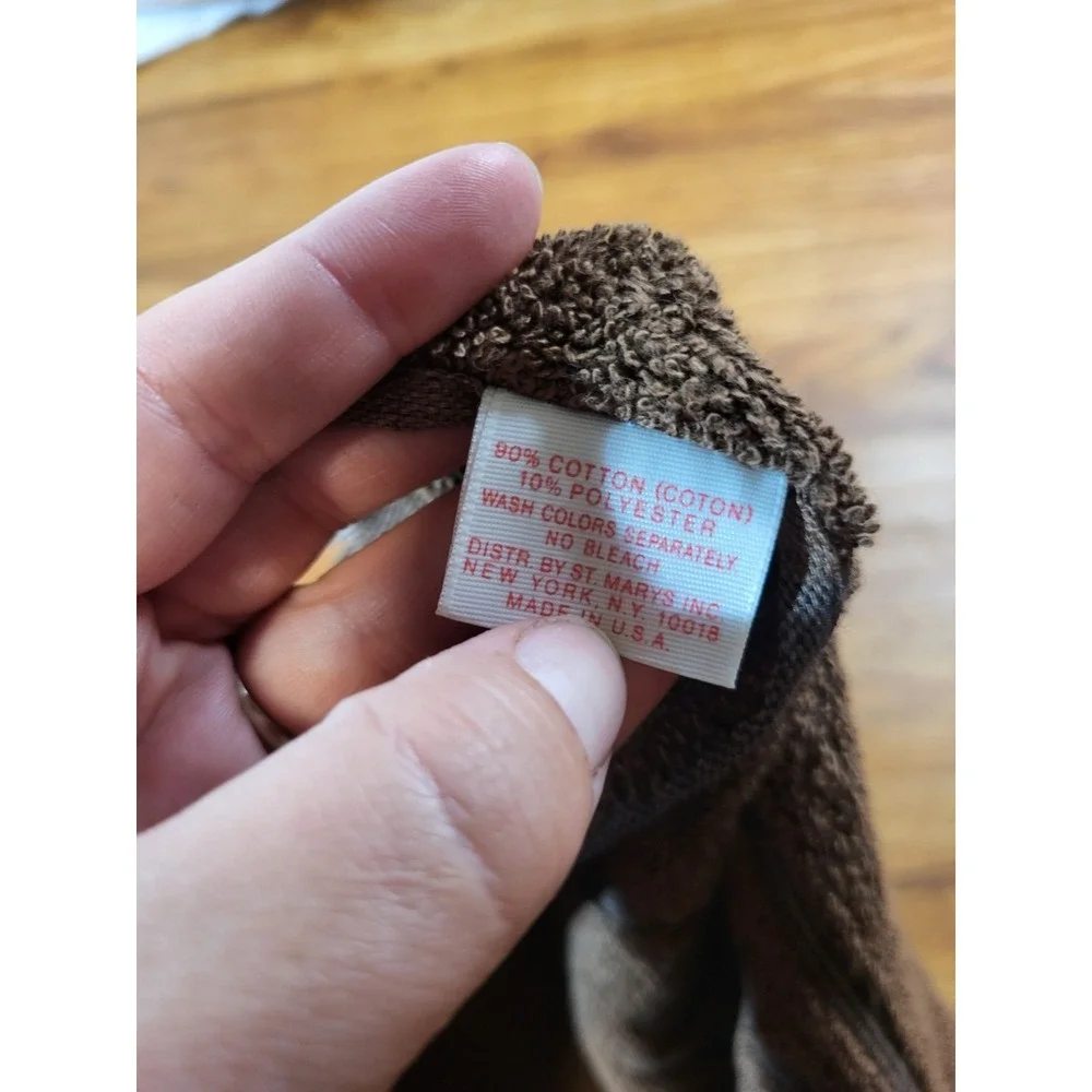 Vtge 70s Brown Scroll Design Bath Towel